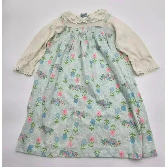 Vtg Baby Girl Blue Lot 0-2 yr One Piece Sleepers & Dress with Checkered Bonnet - Picture 8 of 16